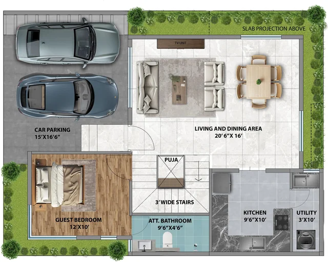 Gravity Smera Gardens Block 10R East 2,406 sq.ft. 4 BHK villa floor plan