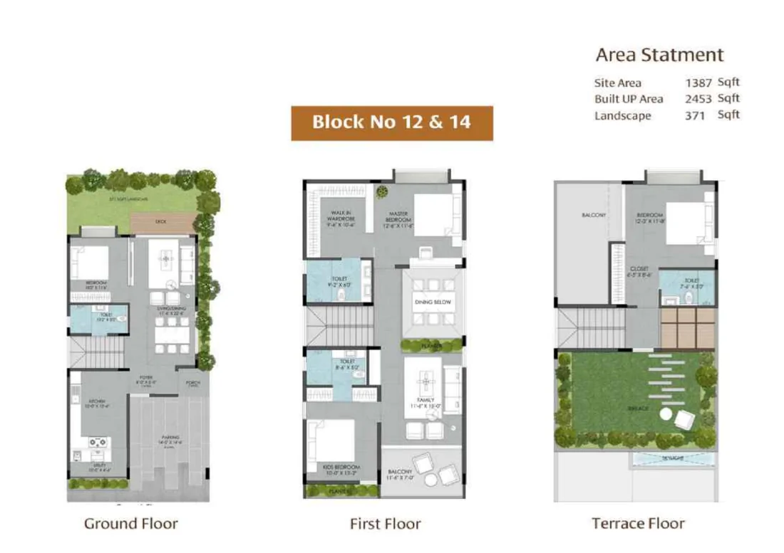 Gravity Smera Gardens Block 12 and 14 East 2,473 sq.ft. 4 BHK villa floor plan